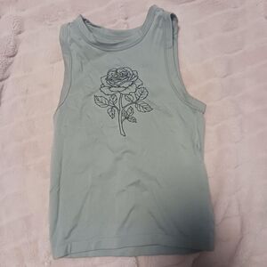 Sleeveless Top with Rose Design - grey